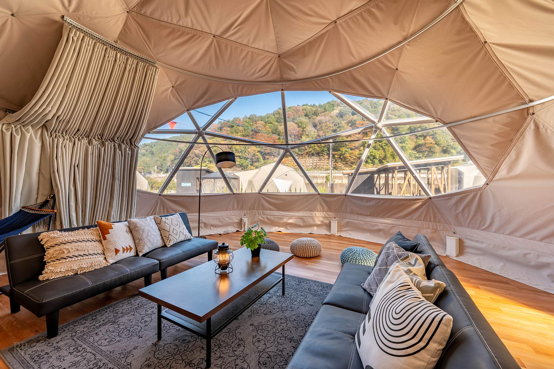 Interior of dome tent